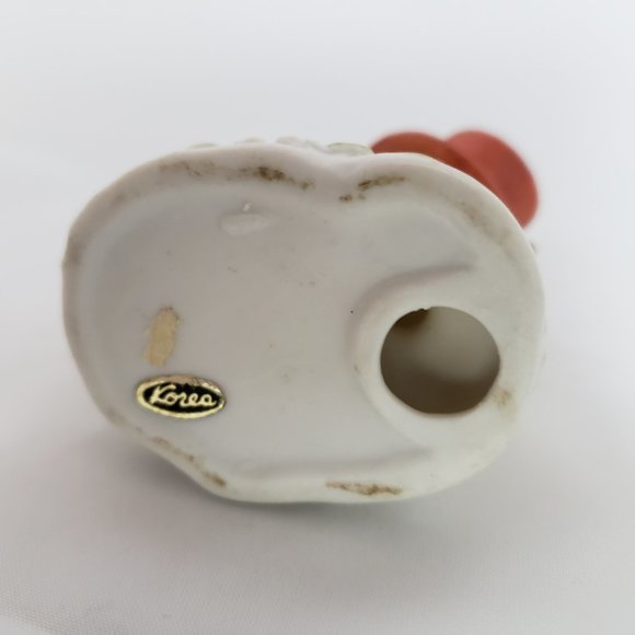 Ceramic Hand Painted Figurine Duck Orange Top Hat Egg 2" x 2" Korea Sticker - Picture 6 of 7